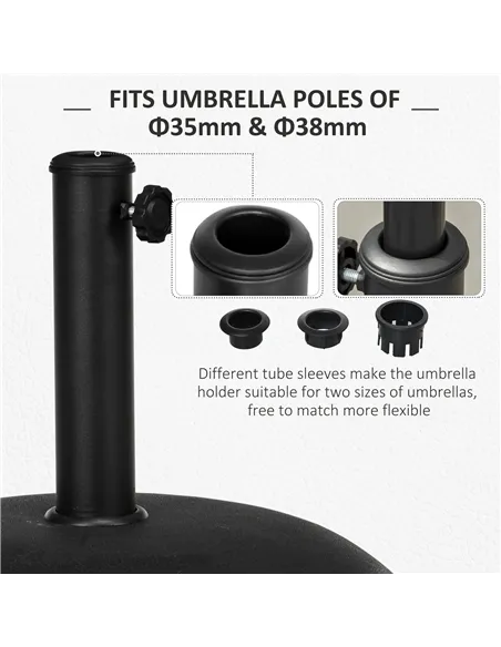 Outsunny Heavy Duty Cement Parasol Base 20kg Round Patio Umbrella Stand Garden Outdoor Shade Holder for Dia. 35mm/38mm/48mm Pole