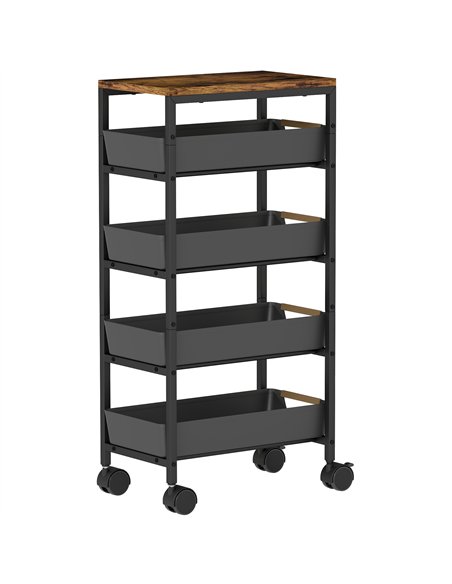 HOMCOM 5-Tier Storage Trolley on Wheels - Black