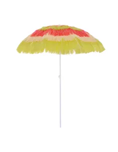 Outsunny 1.6m Garden Hawaii Parasol, Patio Beach Sun Umbrella Sunshade Hawaiian Folding Tilting Crank Parasol (Multicolour)