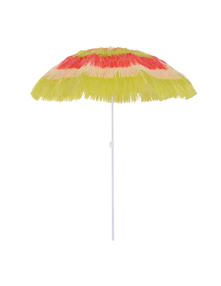 Outsunny 1.6m Garden Hawaii Parasol, Patio Beach Sun Umbrella Sunshade Hawaiian Folding Tilting Crank Parasol (Multicolour)