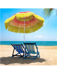 Outsunny 1.6m Garden Hawaii Parasol, Patio Beach Sun Umbrella Sunshade Hawaiian Folding Tilting Crank Parasol (Multicolour) 2