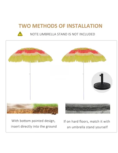 Outsunny 1.6m Garden Hawaii Parasol, Patio Beach Sun Umbrella Sunshade Hawaiian Folding Tilting Crank Parasol (Multicolour)