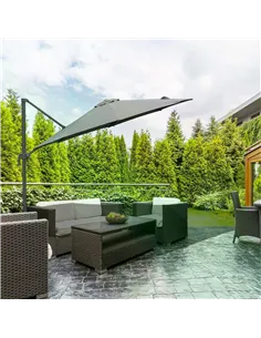 Outsunny 3(m) Offset Parasol Cantilever Hanging Umbrella 360° Rotation w/ Base Dark Grey 2
