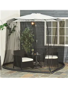 Outsunny 2.3m Umbrella Table Screen Outdoor Patio Cover Mosquito Insect Net Zipped Door 2