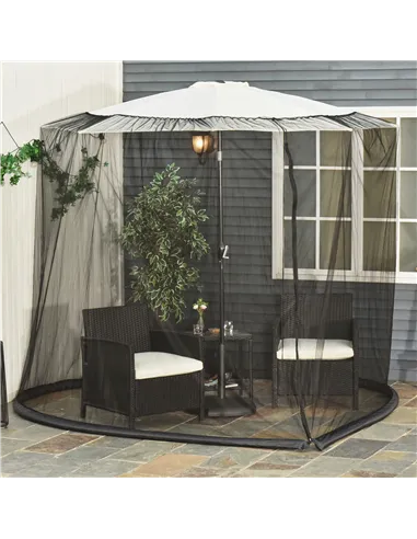 Outsunny 2.3m Umbrella Table Screen Outdoor Patio Cover Mosquito Insect Net Zipped Door