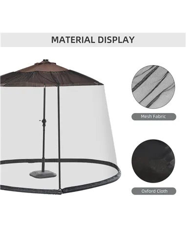 Outsunny 2.3m Umbrella Table Screen Outdoor Patio Cover Mosquito Insect Net Zipped Door