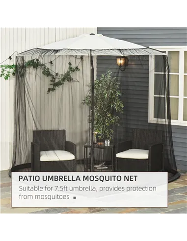 Outsunny 2.3m Umbrella Table Screen Outdoor Patio Cover Mosquito Insect Net Zipped Door