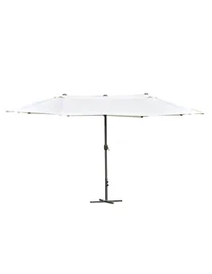 Outsunny 4.6M Sun Umbrella Canopy Double-sided Crank Sun Shade w/ Cross Base Off White