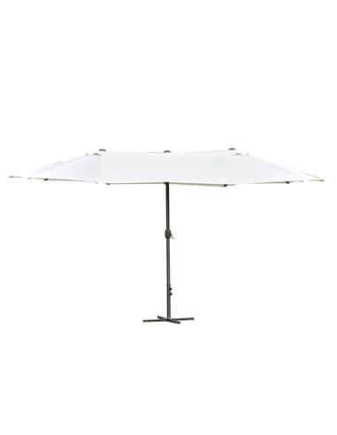Outsunny 4.6M Sun Umbrella Canopy Double-sided Crank Sun Shade w/ Cross Base Off White