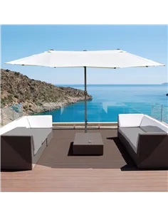 Outsunny 4.6M Sun Umbrella Canopy Double-sided Crank Sun Shade w/ Cross Base Off White 2