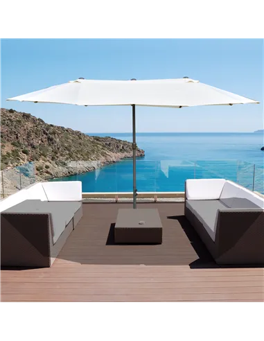 Outsunny 4.6M Sun Umbrella Canopy Double-sided Crank Sun Shade w/ Cross Base Off White