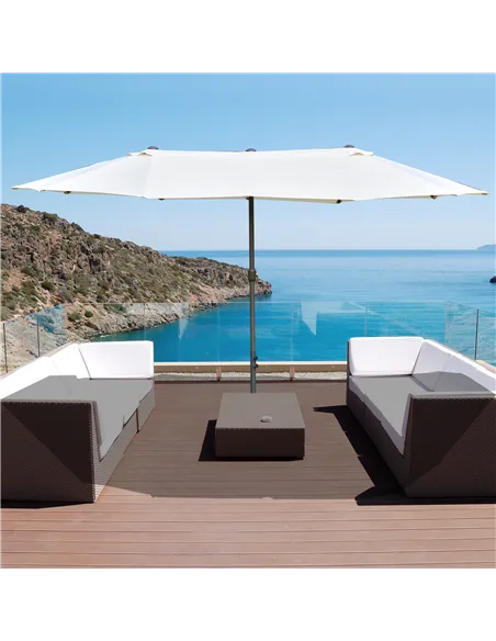 Outsunny 4.6M Sun Umbrella Canopy Double-sided Crank Sun Shade w/ Cross Base Off White