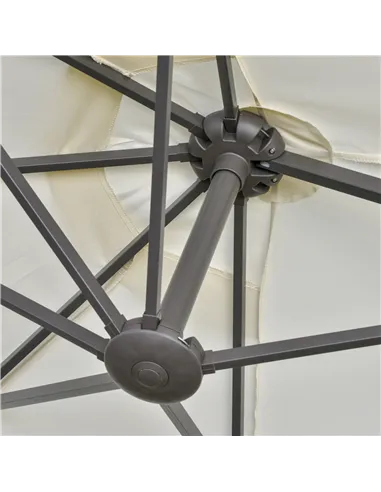Outsunny 4.6M Sun Umbrella Canopy Double-sided Crank Sun Shade w/ Cross Base Off White