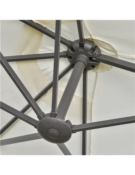 Outsunny 4.6M Sun Umbrella Canopy Double-sided Crank Sun Shade w/ Cross Base Off White