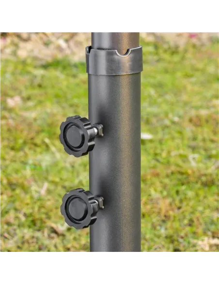 Outsunny 4.6M Sun Umbrella Canopy Double-sided Crank Sun Shade w/ Cross Base Off White