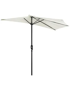 Outsunny 2.7m Garden Half Parasol, Outdoor Balcony Umbrella with 5 Steel Ribs, Patio Sun Shade, Cream White