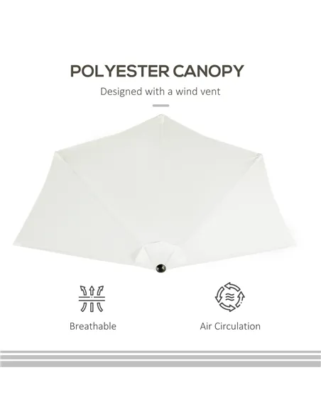 Outsunny 2.7m Garden Half Parasol, Outdoor Balcony Umbrella with 5 Steel Ribs, Patio Sun Shade, Cream White
