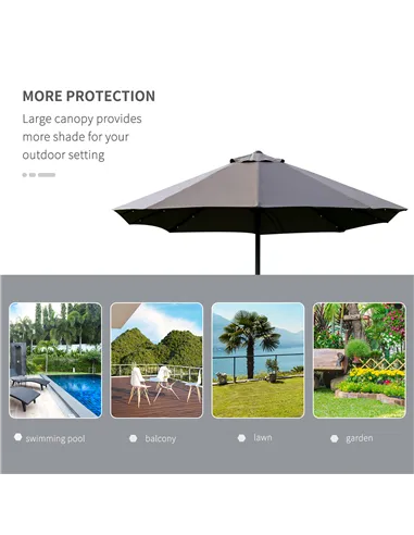 Outsunny 4.4m Double-Sided Sun Umbrella Patio Parasol LED Solar Lights Dark Grey