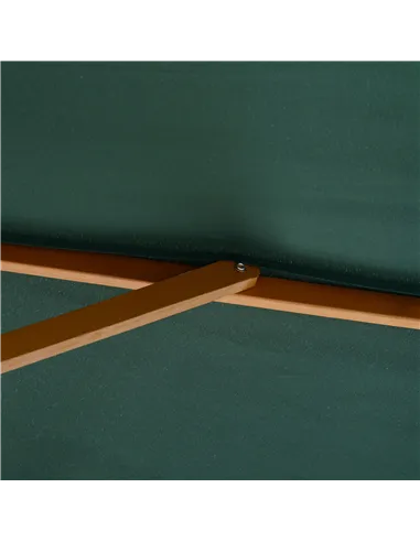 Outsunny 3(m) Wooden Patio Umbrella, Pulley Operated Garden Parasol with Rope Pulley Mechanism and 8 Ribs, Dark Green