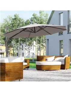 Outsunny 3m Cantilever Aluminium Frame Outdoor Garden Parasol Grey 2
