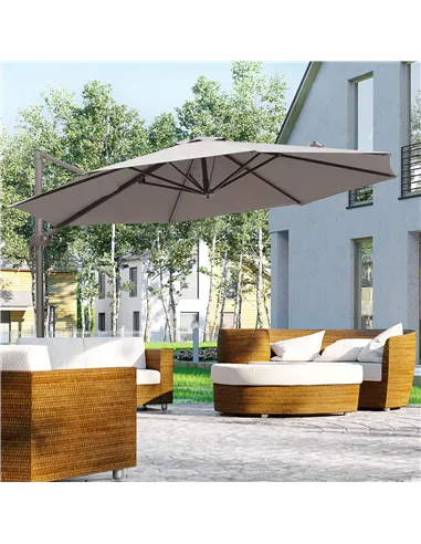 Outsunny 3m Cantilever Aluminium Frame Outdoor Garden Parasol Grey