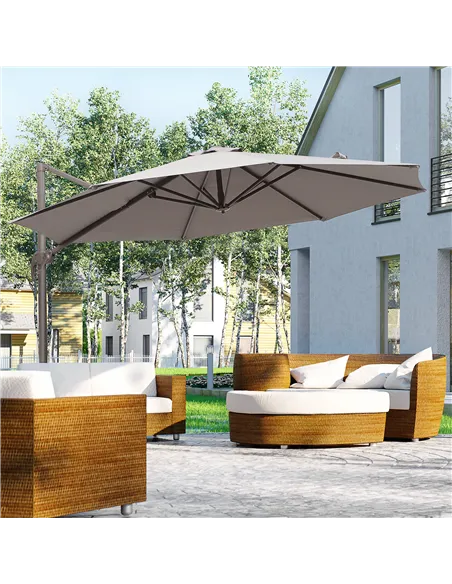 Outsunny 3m Cantilever Aluminium Frame Outdoor Garden Parasol Grey
