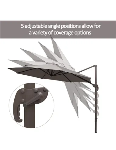 Outsunny 3m Cantilever Aluminium Frame Outdoor Garden Parasol Grey