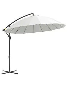 Outsunny 3(m) Cantilever Umbrella 18 Ribs & Vents Adjustable Angle for Patio Cream White