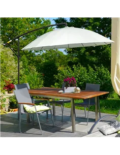 Outsunny 3(m) Cantilever Umbrella 18 Ribs & Vents Adjustable Angle for Patio Cream White 2