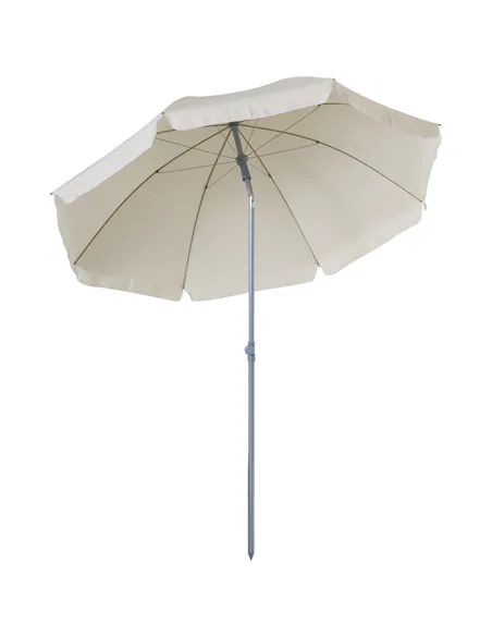 Outsunny 2.2m Beach Umbrella, Portable Parasol with Tilting Function, Outdoor Sunshade Shelter with 8 Ribs for Garden, Pool and 