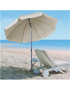 Outsunny 2.2m Beach Umbrella, Portable Parasol with Tilting Function, Outdoor Sunshade Shelter with 8 Ribs for Garden, Pool and  2