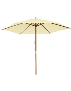 Outsunny 2.5m Wood Garden Parasol Sun Shade Patio Outdoor Wooden Umbrella Canopy, Table Market Umbrella with Vent, 38mm Pole, Ro