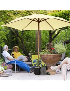 Outsunny 2.5m Wood Garden Parasol Sun Shade Patio Outdoor Wooden Umbrella Canopy, Table Market Umbrella with Vent, 38mm Pole, Ro 2