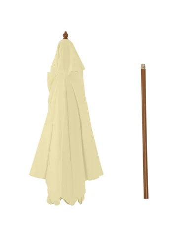 Outsunny 2.5m Wood Garden Parasol Sun Shade Patio Outdoor Wooden Umbrella Canopy, Table Market Umbrella with Vent, 38mm Pole, Ro