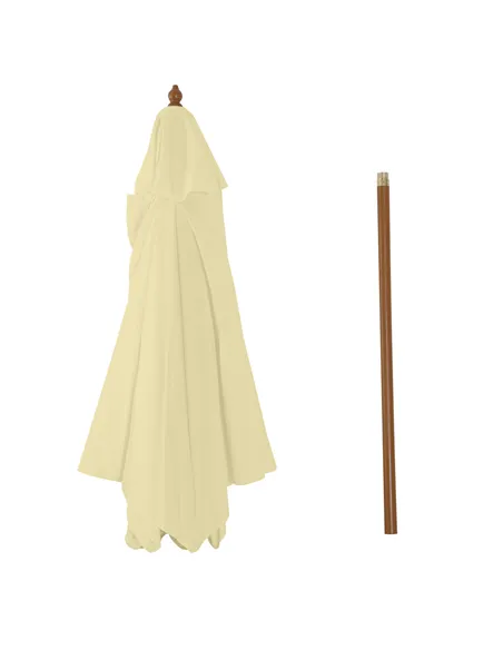 Outsunny 2.5m Wood Garden Parasol Sun Shade Patio Outdoor Wooden Umbrella Canopy, Table Market Umbrella with Vent, 38mm Pole, Ro