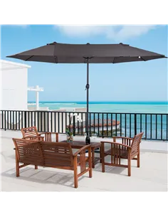 Outsunny 4.6m Garden Parasol Double-Sided Sun Umbrella Patio Market Shelter Canopy Shade Outdoor Grey 2