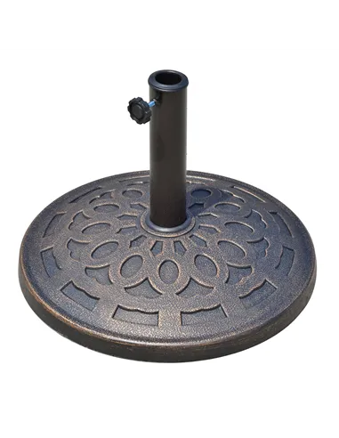 Outsunny 14kg Round Garden Parasol Base Holder Decorative Resin Market Umbrella Stand with Adjustable Coupler, Bronze