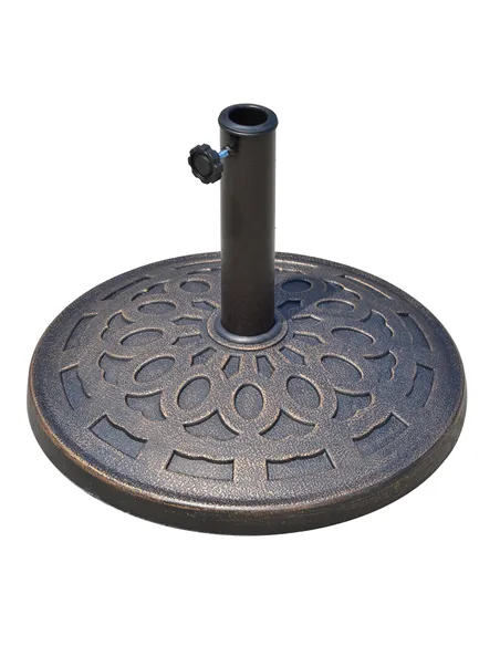 Outsunny 14kg Round Garden Parasol Base Holder Decorative Resin Market Umbrella Stand with Adjustable Coupler, Bronze