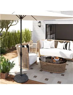 Outsunny 14kg Round Garden Parasol Base Holder Decorative Resin Market Umbrella Stand with Adjustable Coupler, Bronze 2