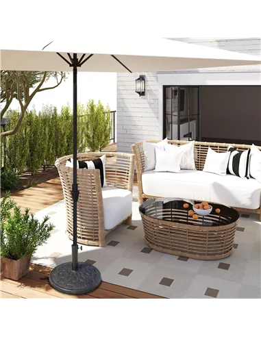 Outsunny 14kg Round Garden Parasol Base Holder Decorative Resin Market Umbrella Stand with Adjustable Coupler, Bronze