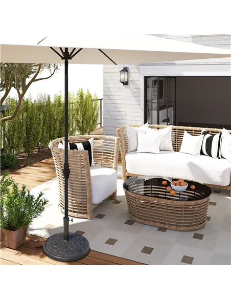 Outsunny 14kg Round Garden Parasol Base Holder Decorative Resin Market Umbrella Stand with Adjustable Coupler, Bronze