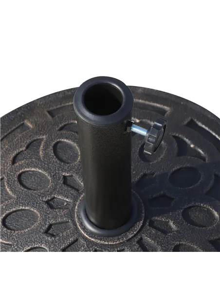 Outsunny 14kg Round Garden Parasol Base Holder Decorative Resin Market Umbrella Stand with Adjustable Coupler, Bronze
