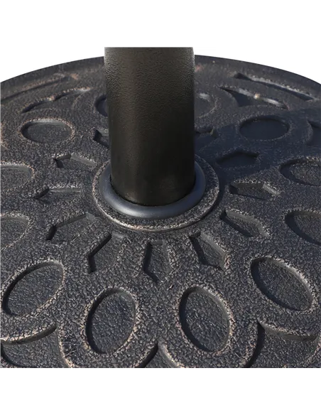 Outsunny 14kg Round Garden Parasol Base Holder Decorative Resin Market Umbrella Stand with Adjustable Coupler, Bronze