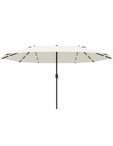 Outsunny 4.4m Double-Sided Sun Umbrella Patio Parasol LED Solar Lights Cream White