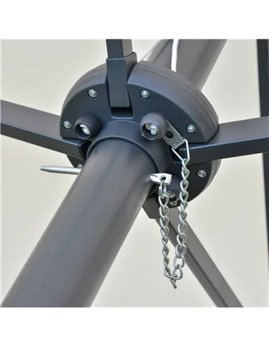 Outsunny 4.4m Double-Sided Sun Umbrella Patio Parasol LED Solar Lights Cream White