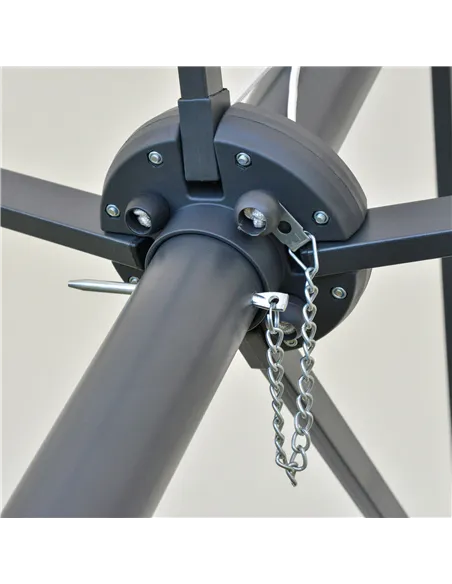 Outsunny 4.4m Double-Sided Sun Umbrella Patio Parasol LED Solar Lights Cream White