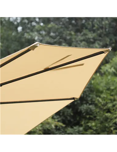 Outsunny Round Umbrella Parasol W/ Tilt 360° Rotation and Hand Crank Cross Base-Beige