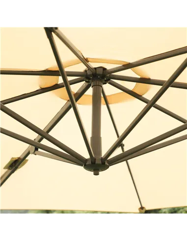 Outsunny Round Umbrella Parasol W/ Tilt 360° Rotation and Hand Crank Cross Base-Beige