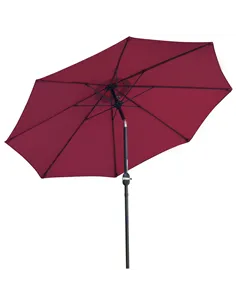 Outsunny 2.7M Garden Parasol Umbrella with Glass Fibre Ribs and Aluminium Frame, Tilting Sun Shade Shelter Canopy, Wine Red