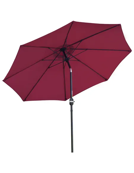 Outsunny 2.7M Garden Parasol Umbrella with Glass Fibre Ribs and Aluminium Frame, Tilting Sun Shade Shelter Canopy, Wine Red